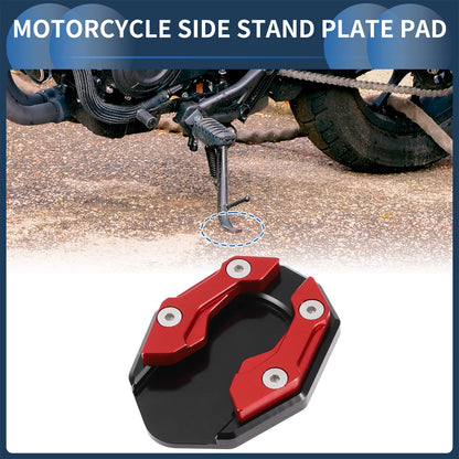 Side Stand Plate Pad for Motorcycle (1 Set) - Aluminum Alloy, Red