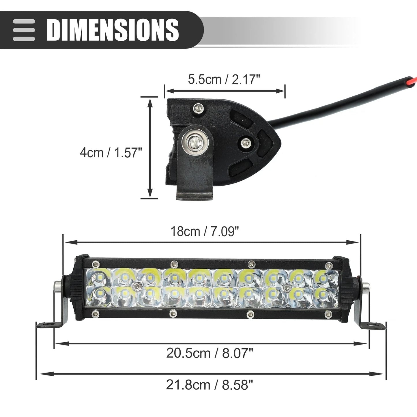7" Double Row LED Light Bar for Offroad Pickup (12-24V)