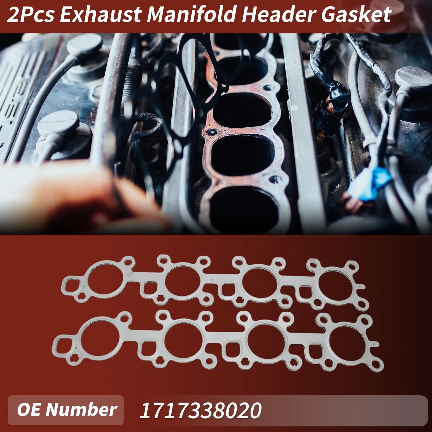 2X Exhaust Manifold Header Gasket for Toyota Land Cruiser (2008–2021) No.1717338020