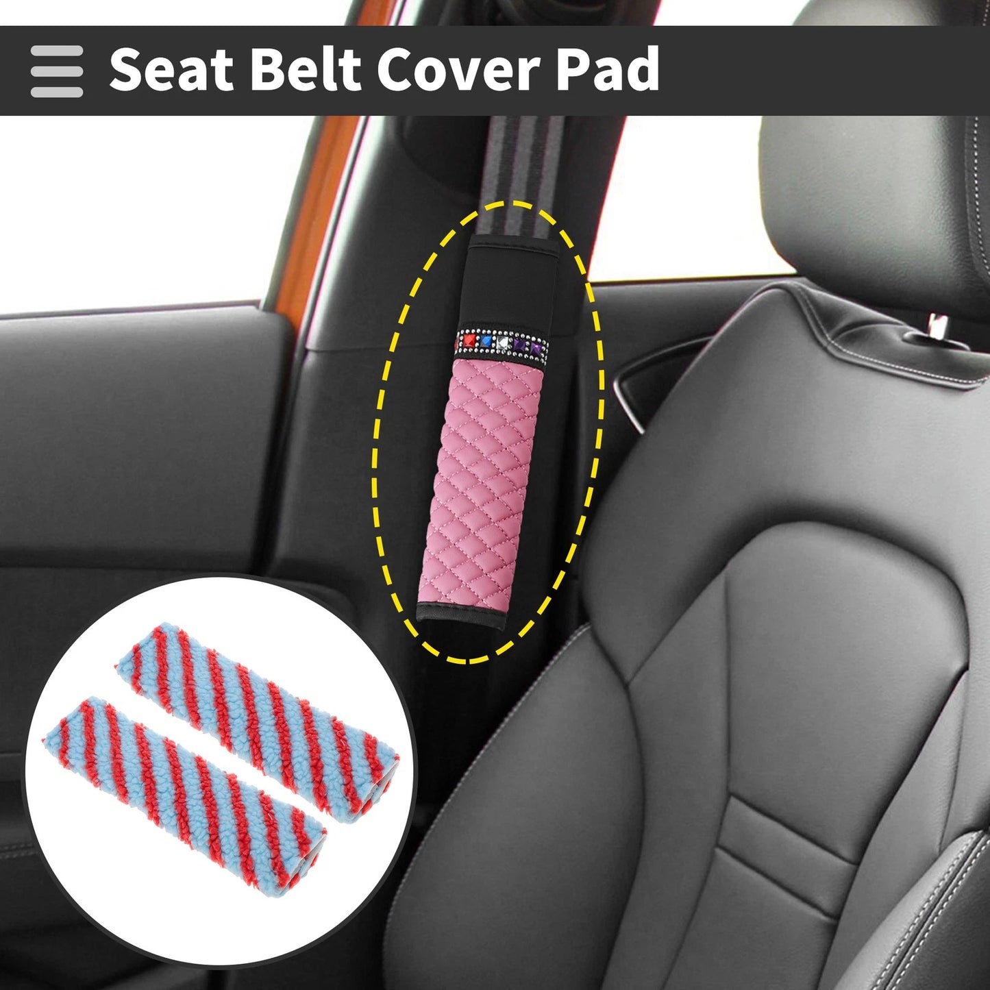 Set of 2 Seat Belt Cover Pads for Universal Fit (24 cm)