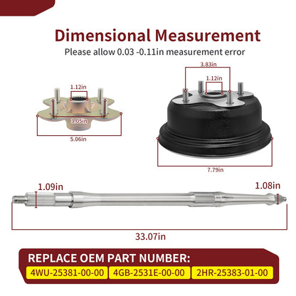 Rear Axle Shaft & Brake Drum for Yamaha Big Bear 350 (1997–1999)