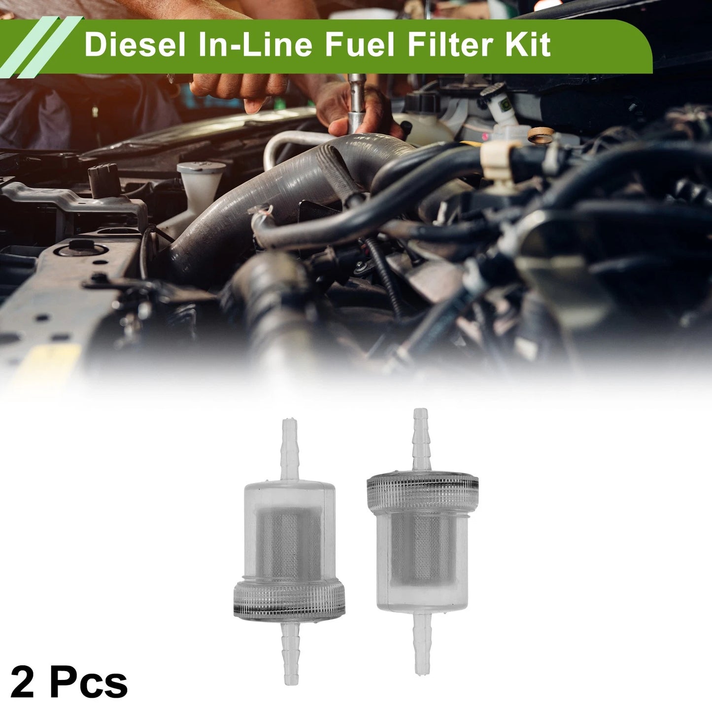 Diesel In-Line Fuel Filter Kit for Car Truck Van RV (Fits Various Models)
