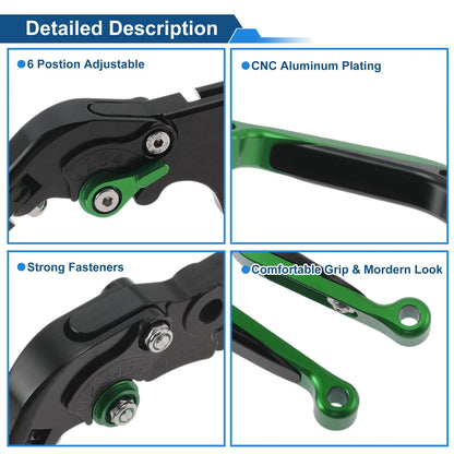Adjustable Brake Clutch Levers for Yamaha MT125 (2014–2021) Black Green