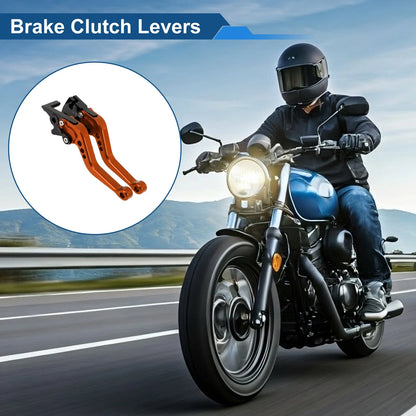 6 Position Adjustable Brake Clutch Levers for Kawasaki Ninja 400R (2011) Orange
