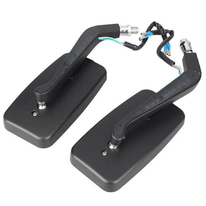 8mm/10mm Moto Left & Right Rear View Side Mirrors with LED Signal Light for Car