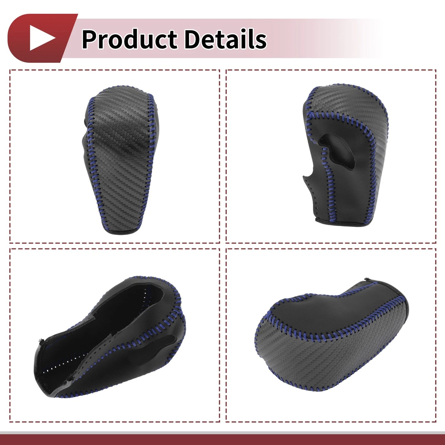 1 Pc Gear Shift Knob Cover for Ford Edge (2011–2014) Blue Faux Leather