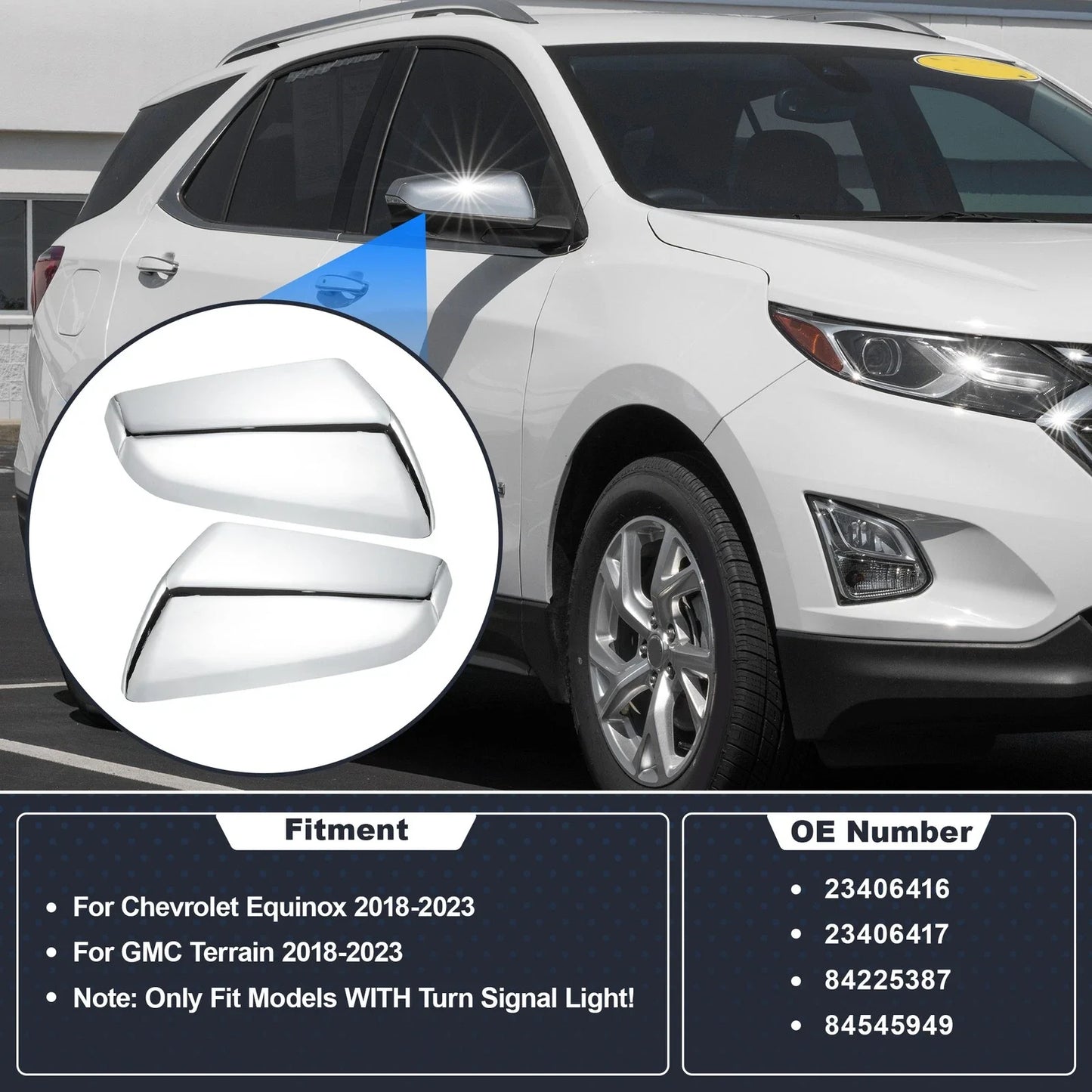 2 x Left Right Side Wing Mirror Covers for Chevrolet Equinox, GMC Terrain