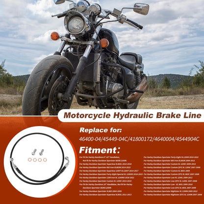 44" Brake Hose Oil Line for Harley Davidson (8"–10")