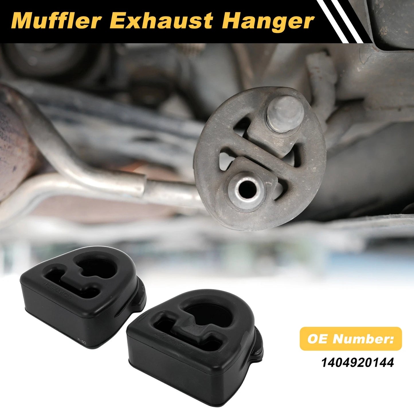 Set of 2 Muffler Exhaust Hangers for Volkswagen Sagitar (2012–2014) 1404920144 Rubber Black