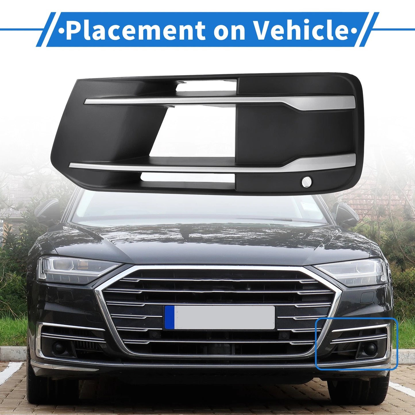 Fog Light Grill for Audi Q7 (2017–2020) No. 4M0807681T Black Silver Tone