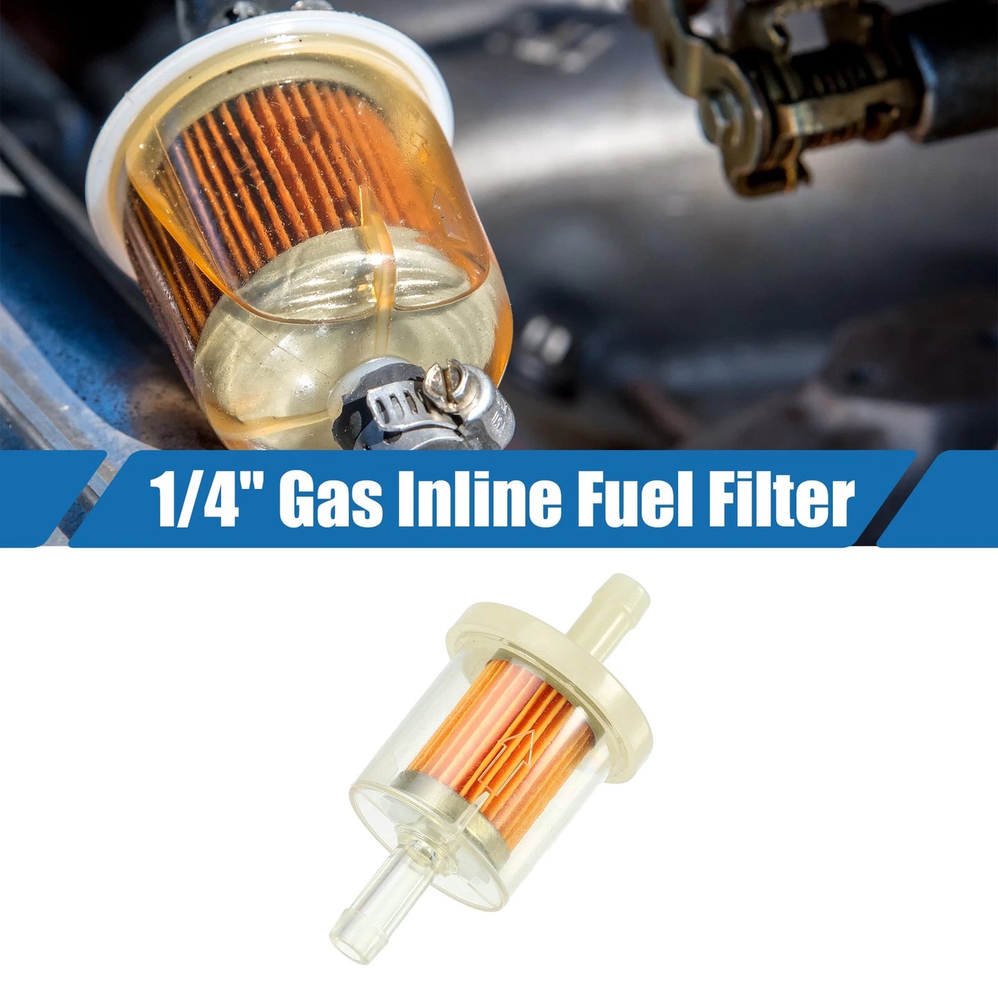 1/4 Inch Gas Inline Fuel Filter for Motorcycle ATV (Fits 2.83"x1.38")