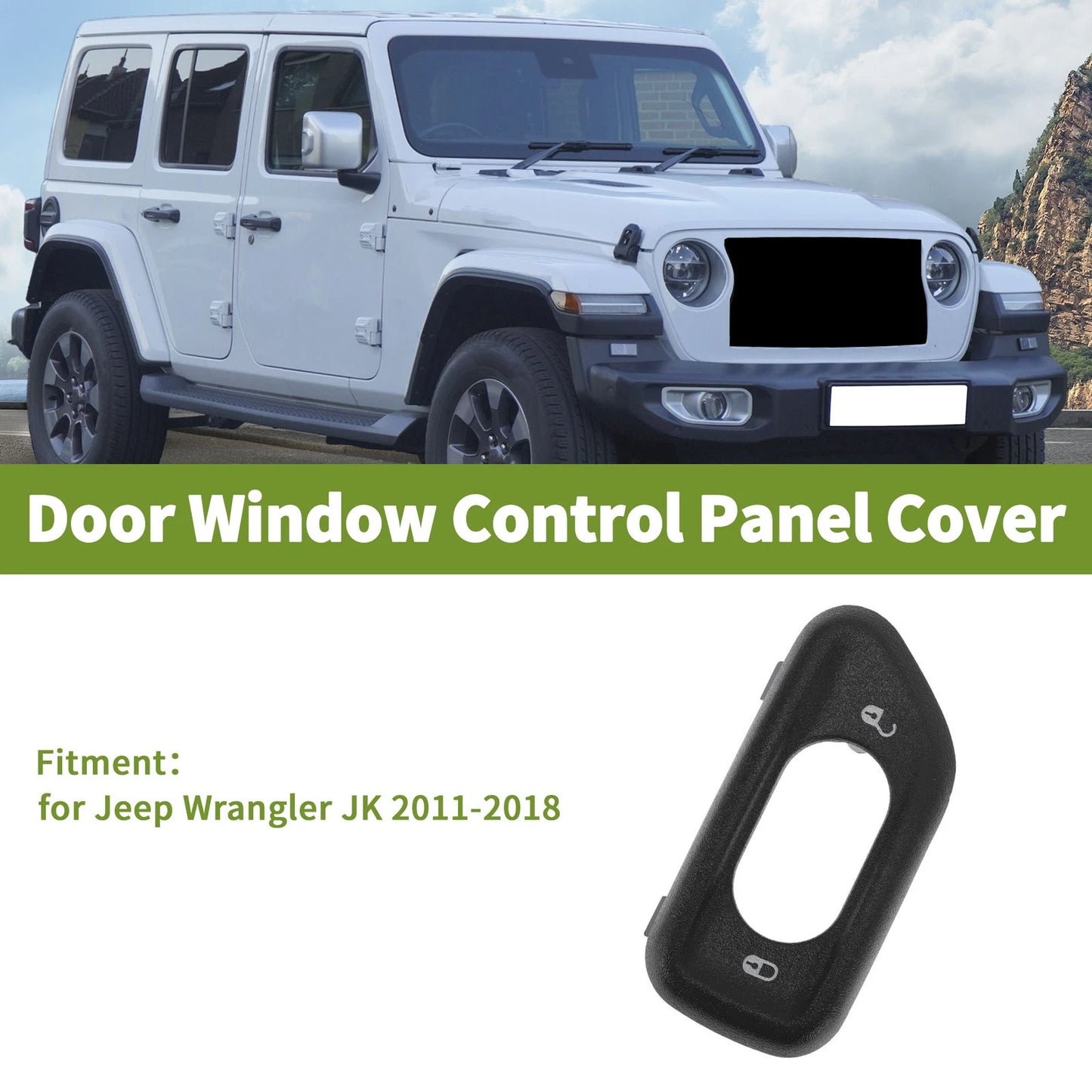 1Pc Front Left Window Switch Bezel Cover for Jeep Wrangler JK (2007–2018) No.68185911AA