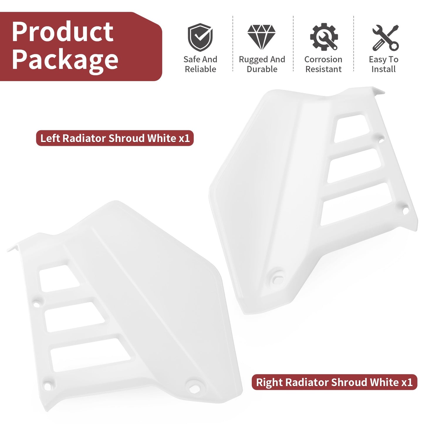 Radiator Shrouds for Honda ATC250R (1985–1986) - White Left + Right