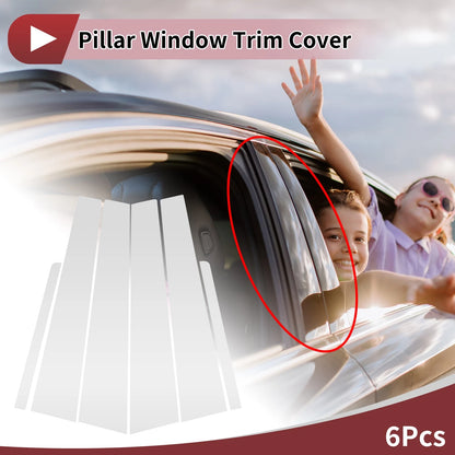 Set of 6 Door Pillar Window Trim for KIA Rio (2006–2011) Silver Tone