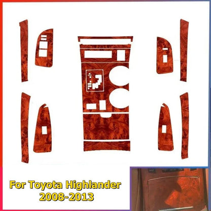 Peach Wood Grain Interior Vinyl Stickers Trim Decals for Toyota Highlander (2008–2013)
