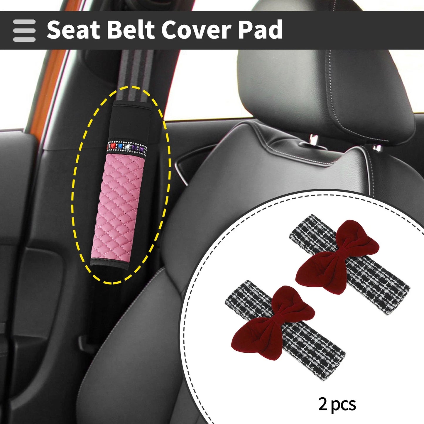 Set of 2 Seat Belt Cover Pads for Universal Fit (23.5cm)