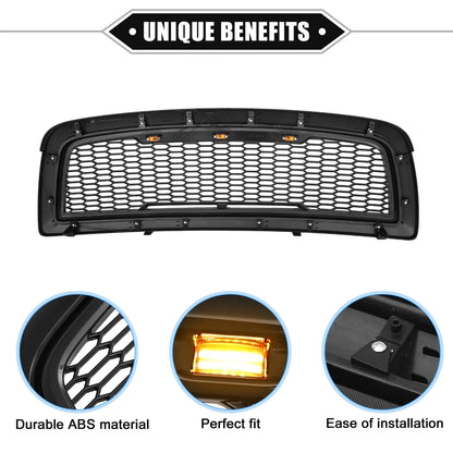 Front Grille Assembly with LED Lights for Dodge Ram 3500 (2010) Gloss Black