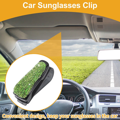 Sunglasses Clip for Universal Fit (1 Pc) - Light Green Rhinestone