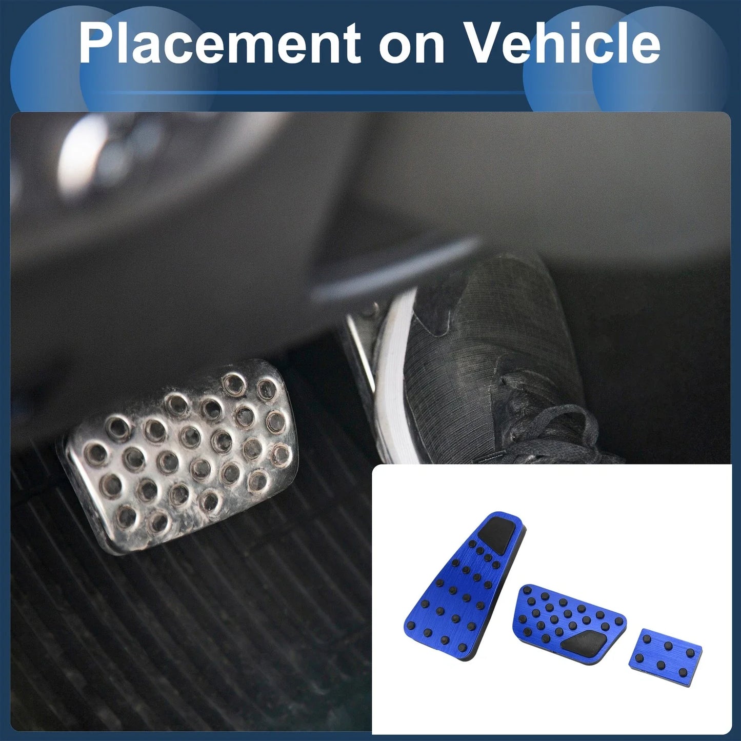 Automatic Foot Accelerator Pedal Covers 2 x Blue for Dodge RAM 1500 (2010-2018)