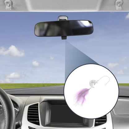 Moon Feather Pendant for Car Rear View Mirror Accessories (Light Purple)