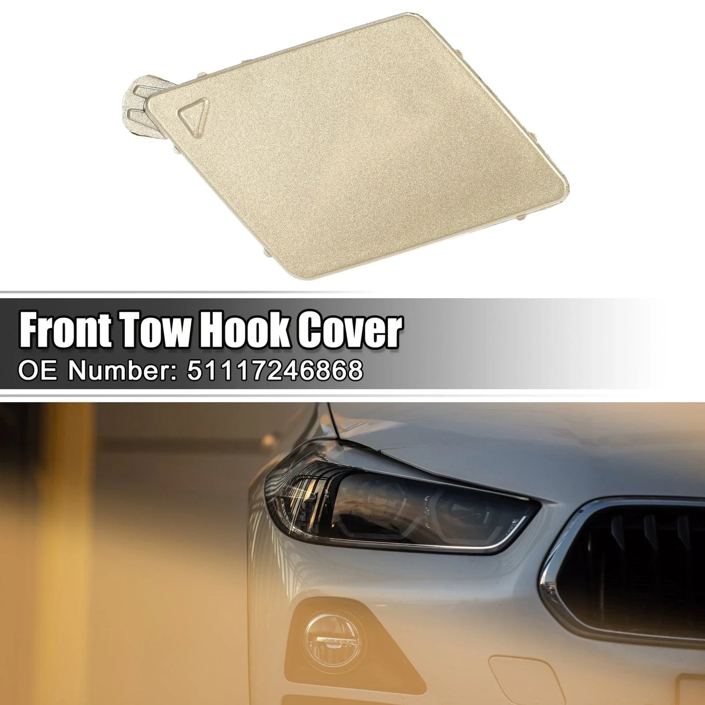 Tow Hook Cover Front Bumper for BMW 5 Series F10/F11 Gold Tone