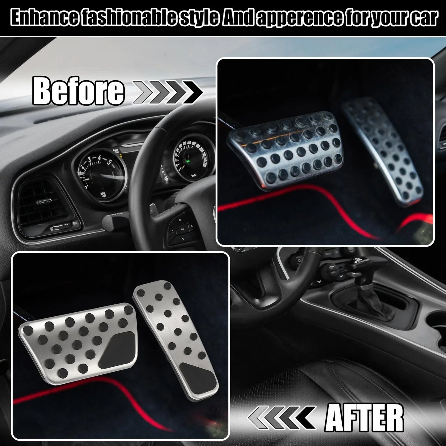 Brake & Gas Pedal Cover Set for Dodge Challenger Charger (2009-2019)