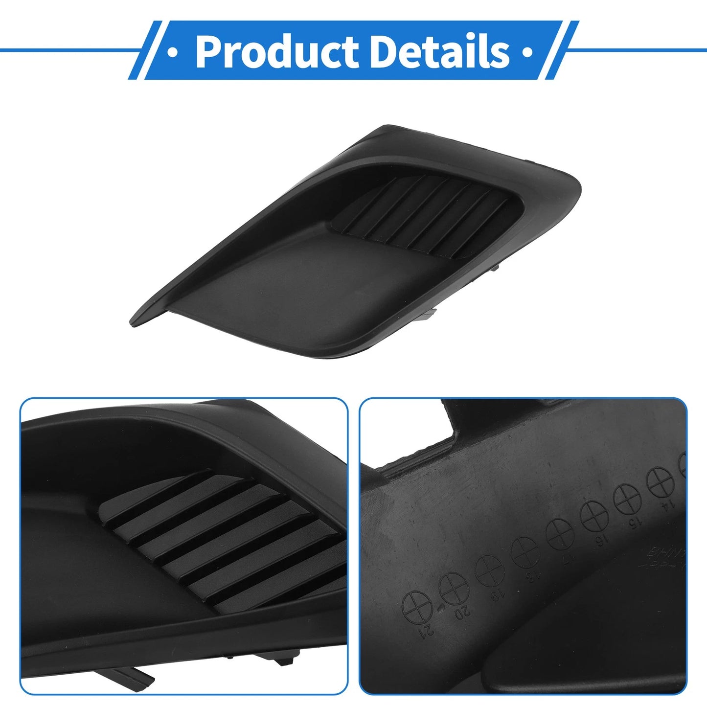 Front Left Fog Light Grill No.MA1038122 for Mazda 3 (2014–2016) Black ABS