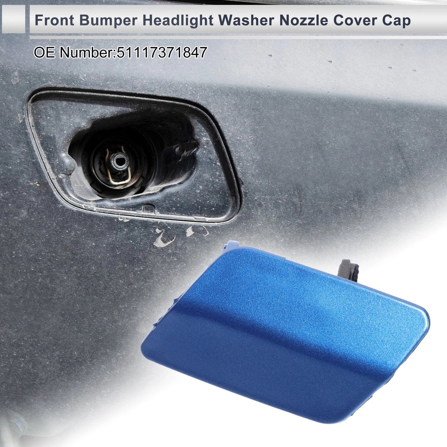 Front Left Side Bumper Headlight Washer Nozzle Cover Cap for BMW 3 Series Blue