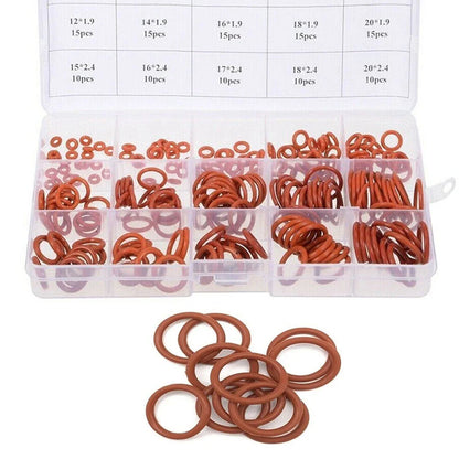 225pcs Red Silicone O-Ring Assortment for Sealing Metric Gasket Seal