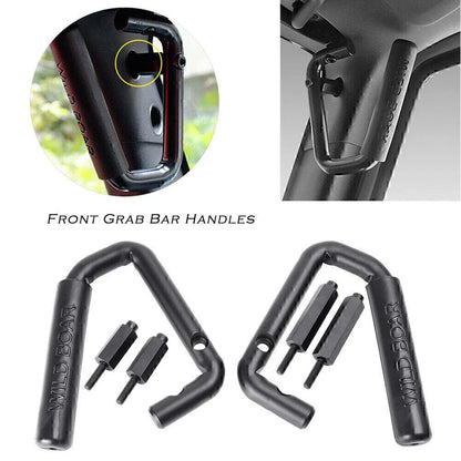 Black Textured Front Grab Bar Handles for 07-17 Jeep Wrangler JK/JKU