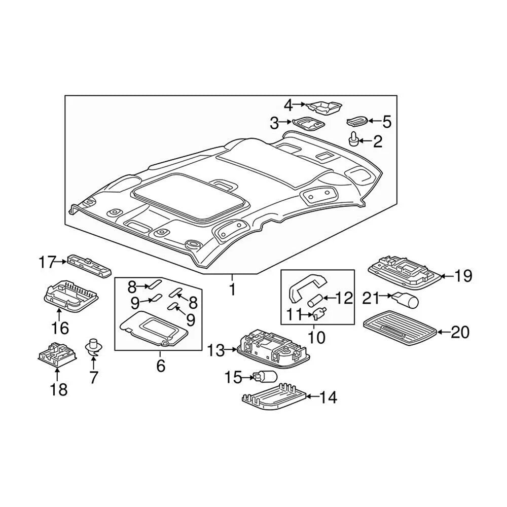 Left Sun Visor with Light for Honda HR-V (2016-2022)