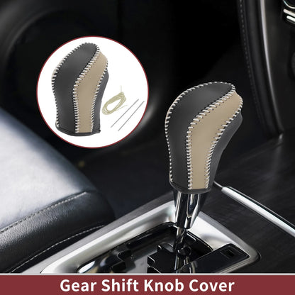 1Pc Gear Shift Knob Cover for Nissan Maxima (2016–2023) Black Beige Faux Leather