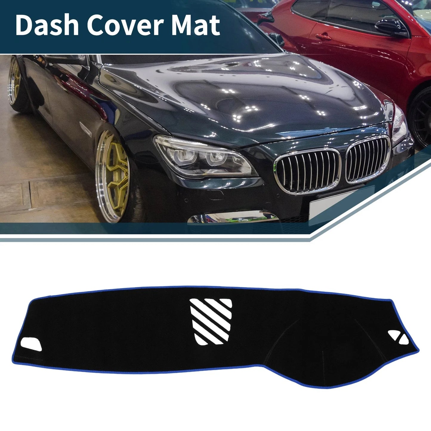 Dash Cover Mat for BMW 5 Series F10 F11 Sun Pad Black Blue (2010 - 2016)