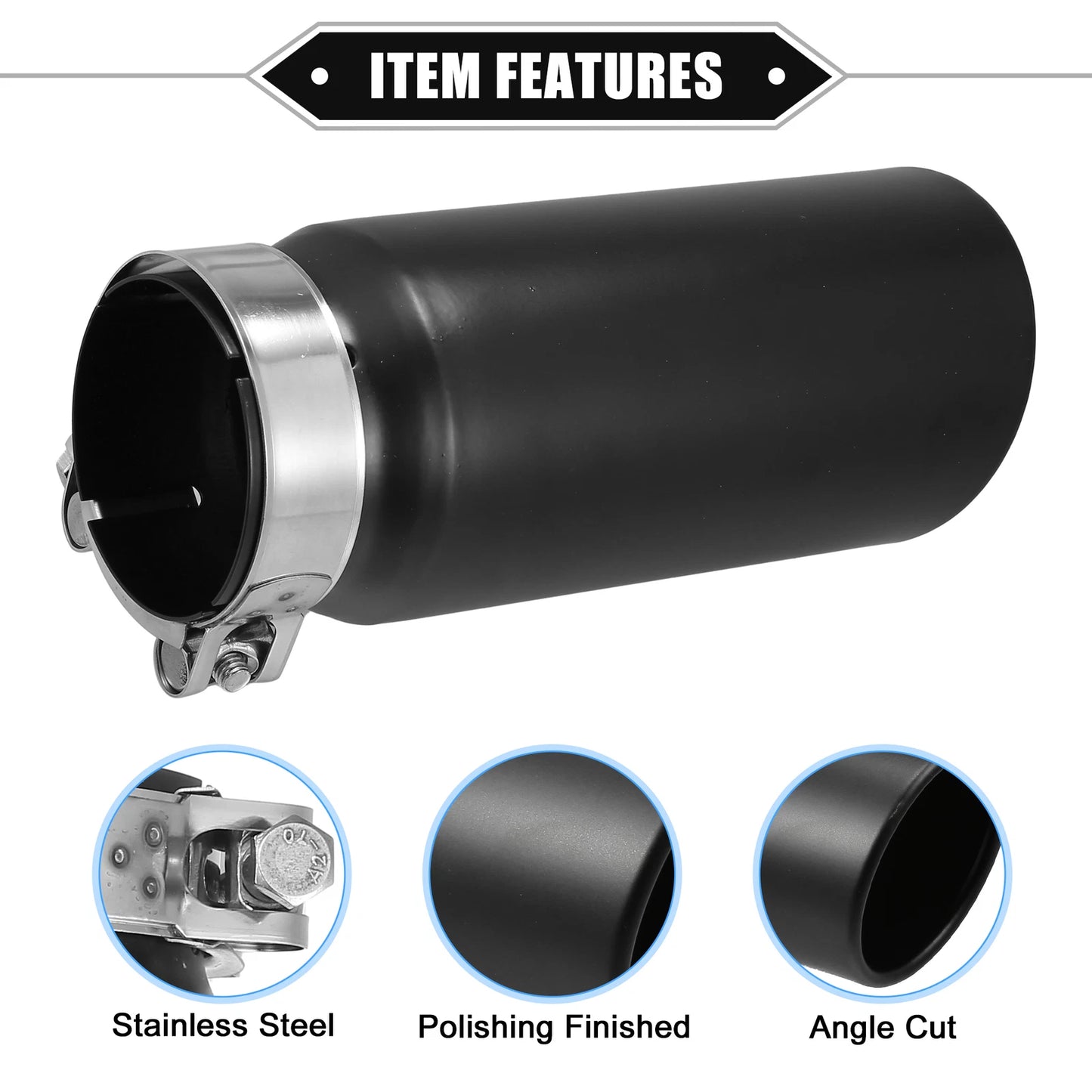 2.8" Inlet 8.5" Length Exhaust Tip Tailpipe for Toyota Tacoma (2005–2023) Black