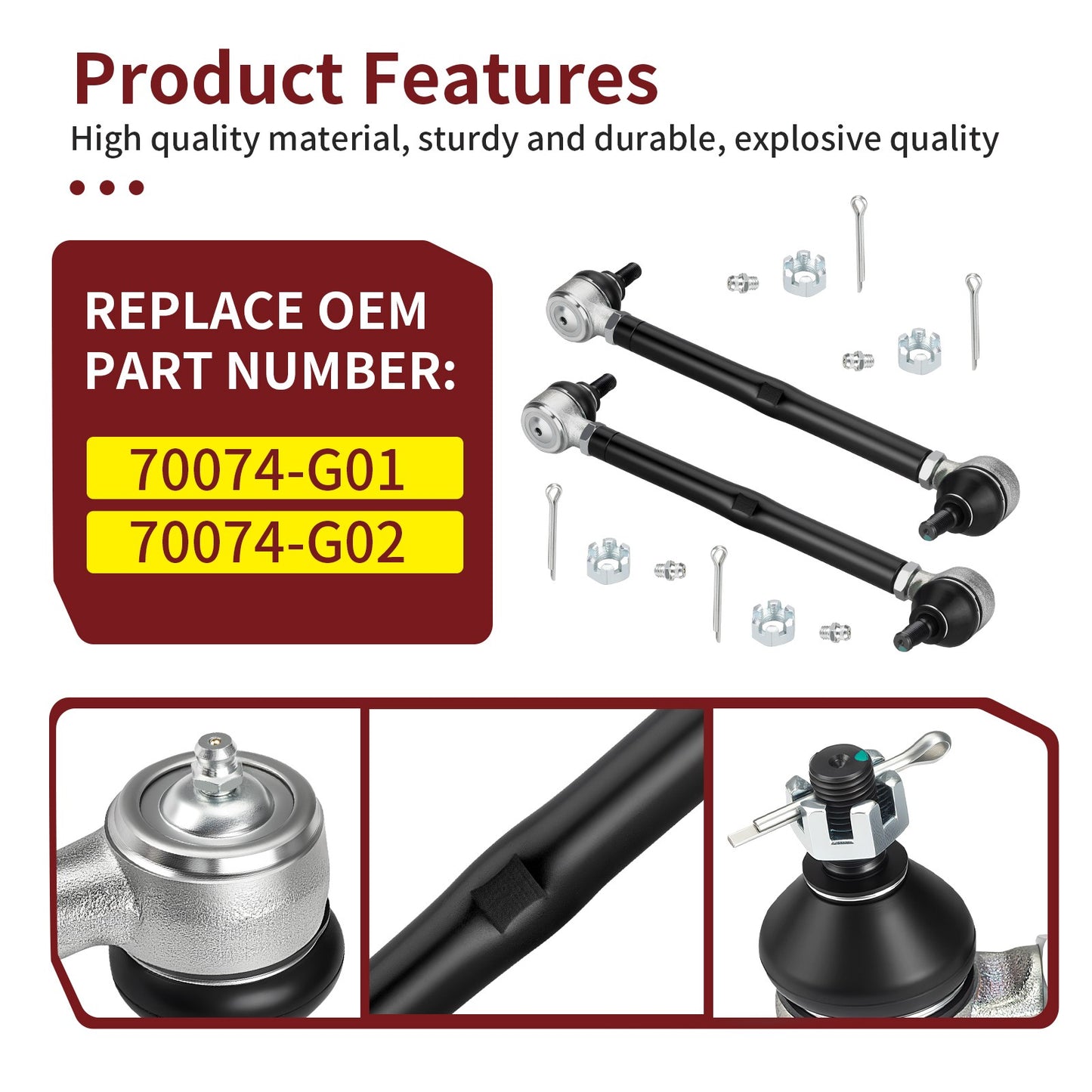 2Pcs Steering Tie Rod & Shaft Assembly for EZGO TXT Medalist (1994–2001)
