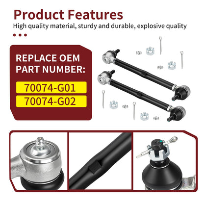 2Pcs Steering Tie Rod & Shaft Assembly for EZGO TXT Medalist (1994–2001)