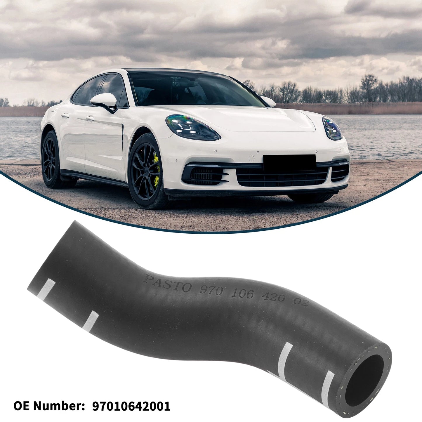 Radiator Hose for Porsche Panamera (2010–2016) No. 97010642001 Rubber