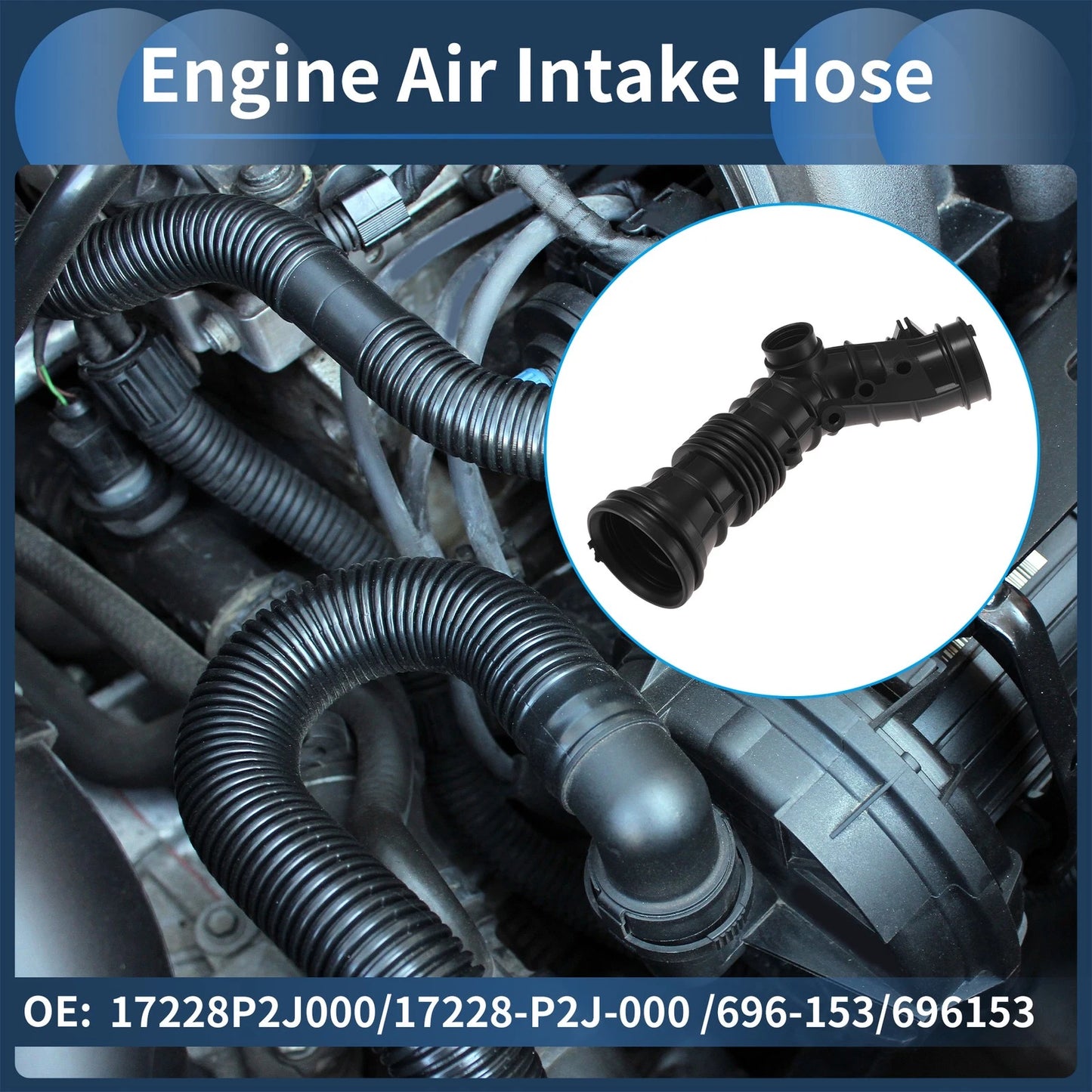 Engine Air Intake Hose for Honda Civic EX L4 1.6L (1996–1998) No. 17228P2J000 Rubber
