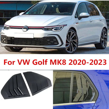 2 x Glossy Black Window Louver Scoop Cover Trim for VW Golf MK8 (2020–2023)