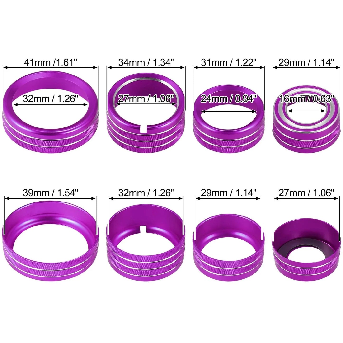 8 x Knob Covers Purple AC Switch for Chevy Silverado/GMC Sierra (2014-2018)