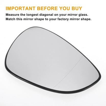 Right Side White Heated Mirror Glass for Ford B-Max Fiesta (2012–2019)
