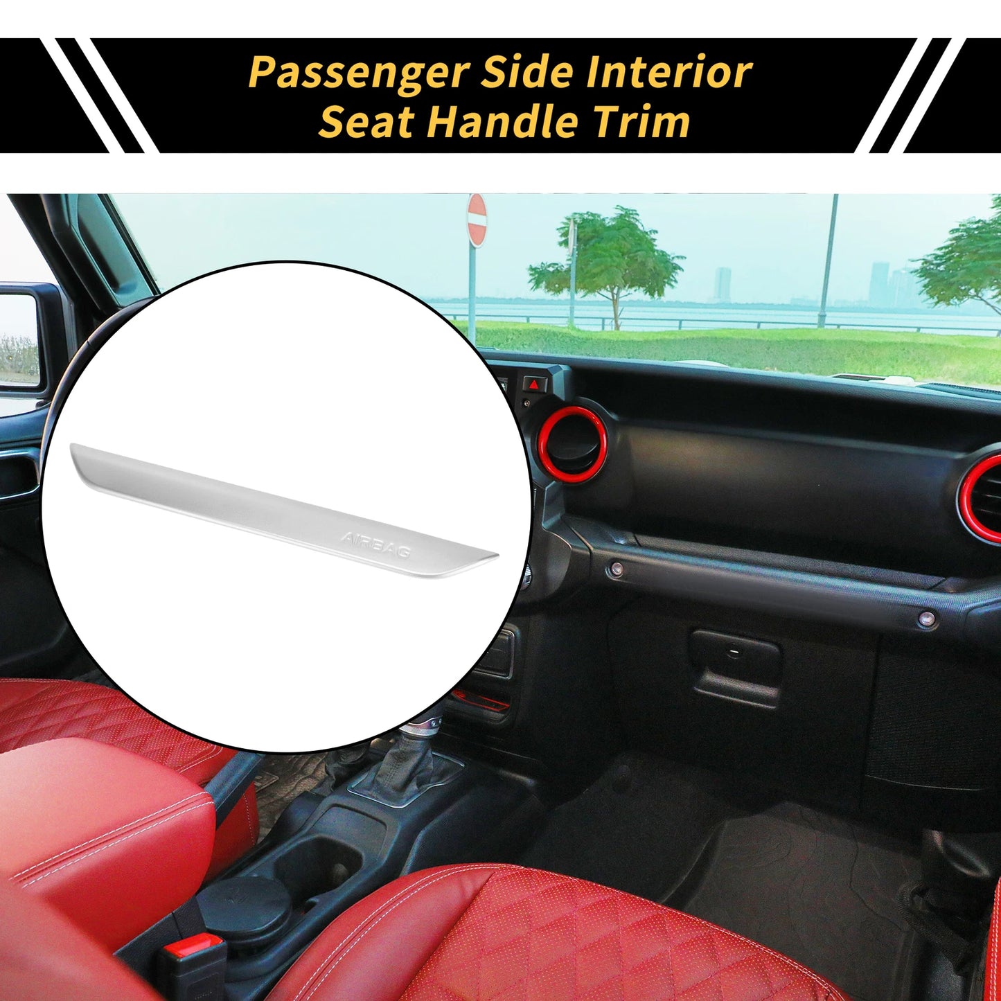 Passenger Side Interior Seat Handle for Jeep Wrangler JL JLU (2018–2024) Silver Tone