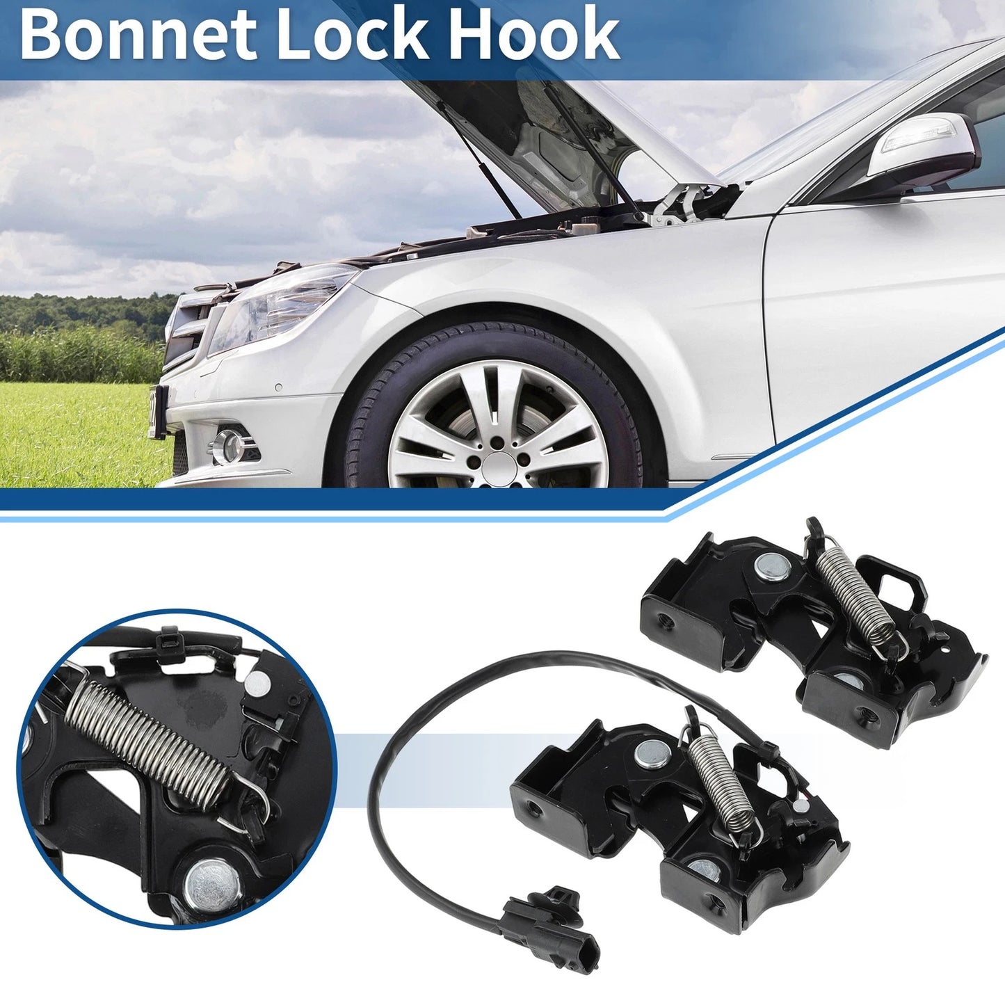 Set of 2 Hood Latch Assembly for Nissan GT-R (2009–2021) 65601JK60A/65601JL60C