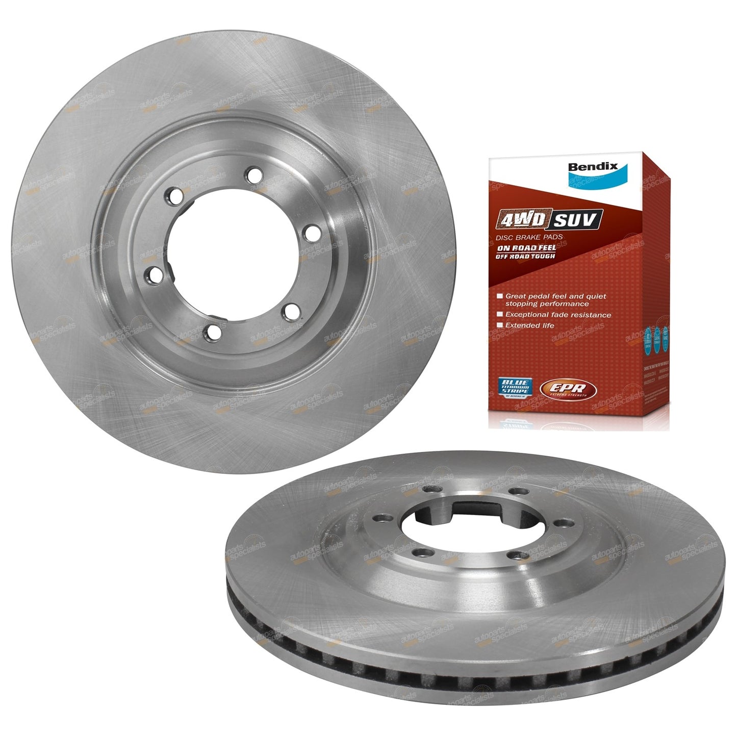 Set of 4 Front Disc Brake Rotors + 4WD Pads for Holden Colorado RG & 7 (2012–)