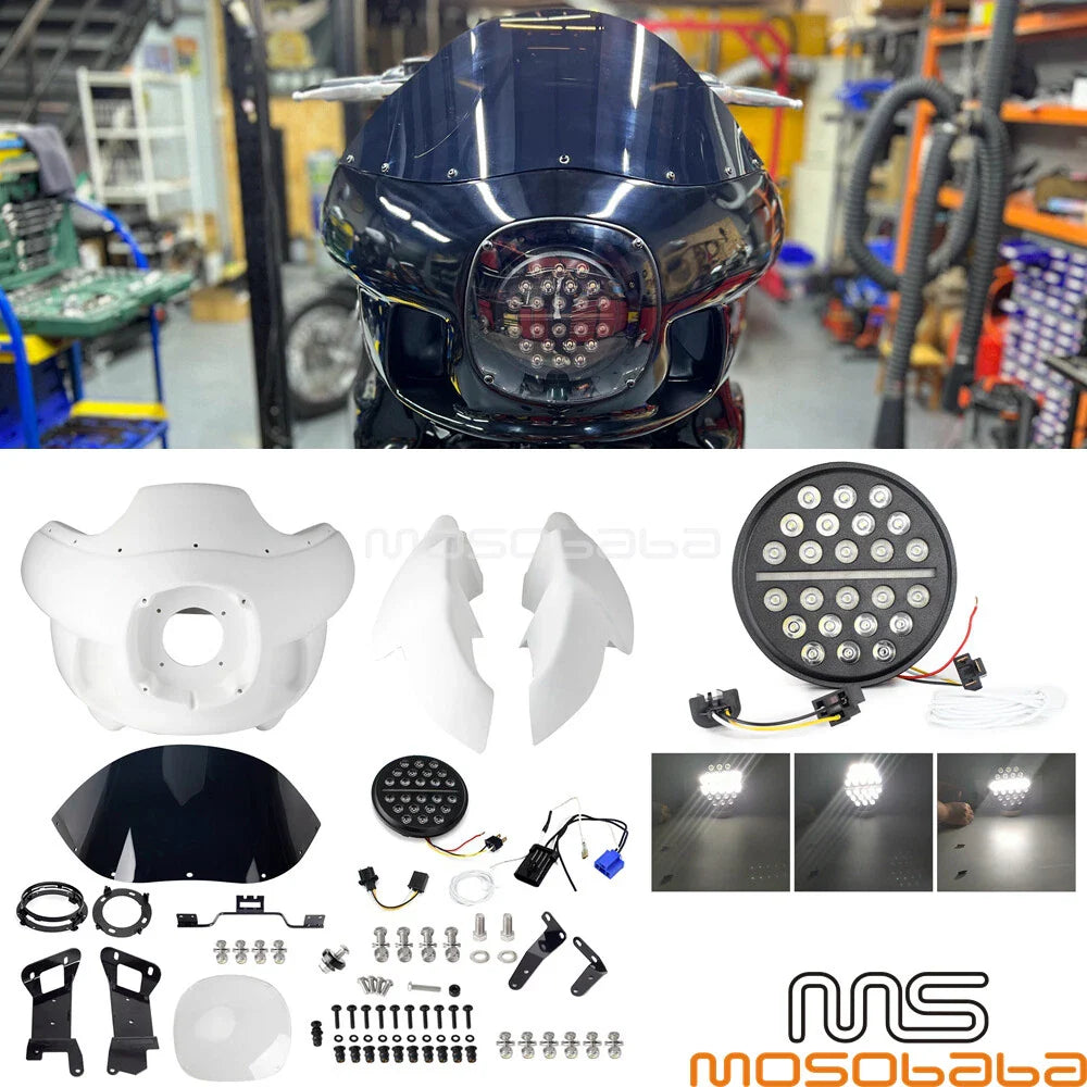 Upper Fairing, Windshield & LED Headlight for Harley FXLRS FXFB FXFBS (2020-2023)