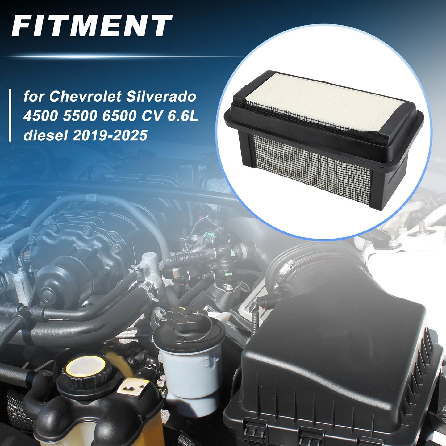 Engine Air Filter for Chevy Silverado 4500 5500 6500 CV 6.6L Diesel (2019–2025)