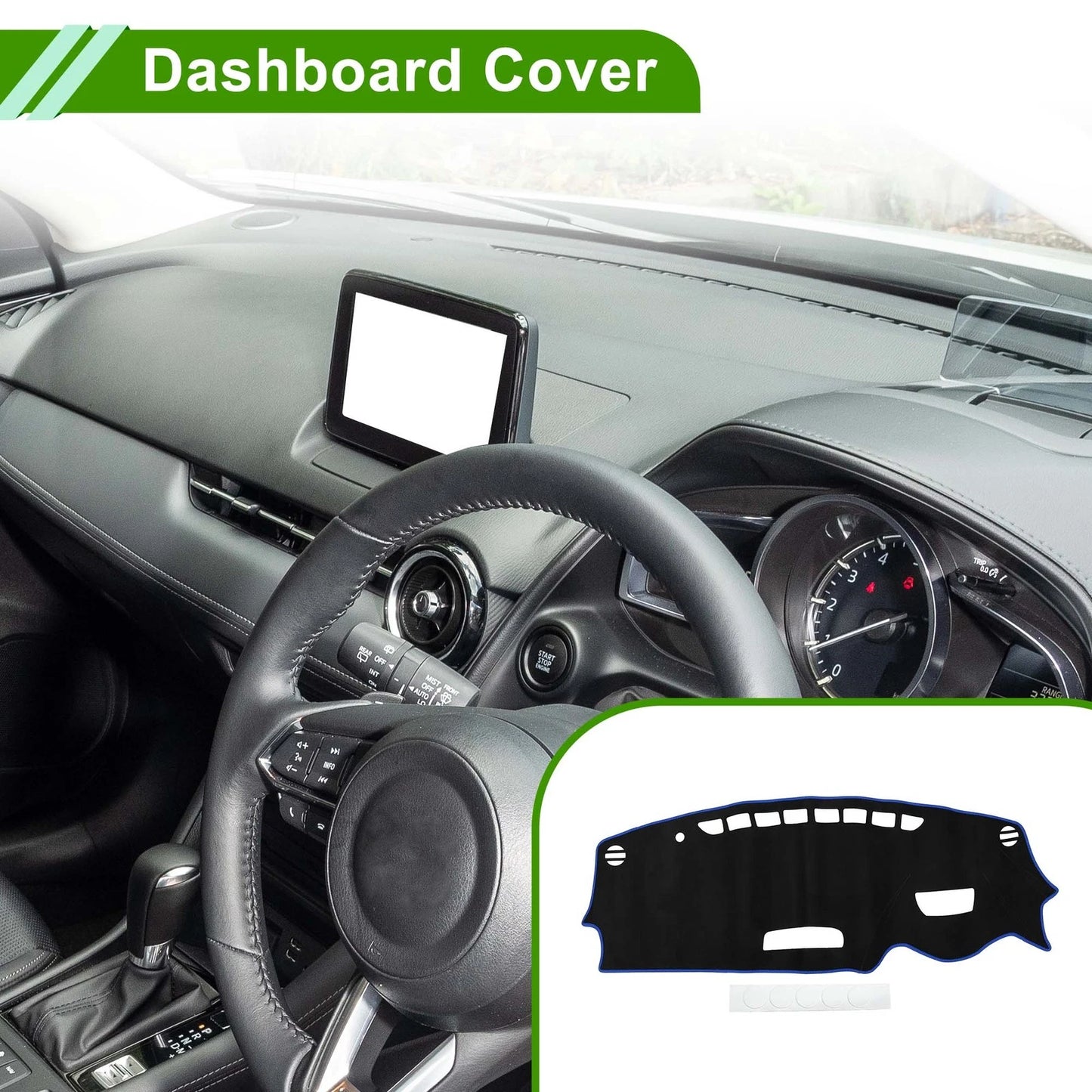Dashboard Dash Cover Mat for Mazda CX-3 (2016–2022) Sun Protector Pad Black Blue