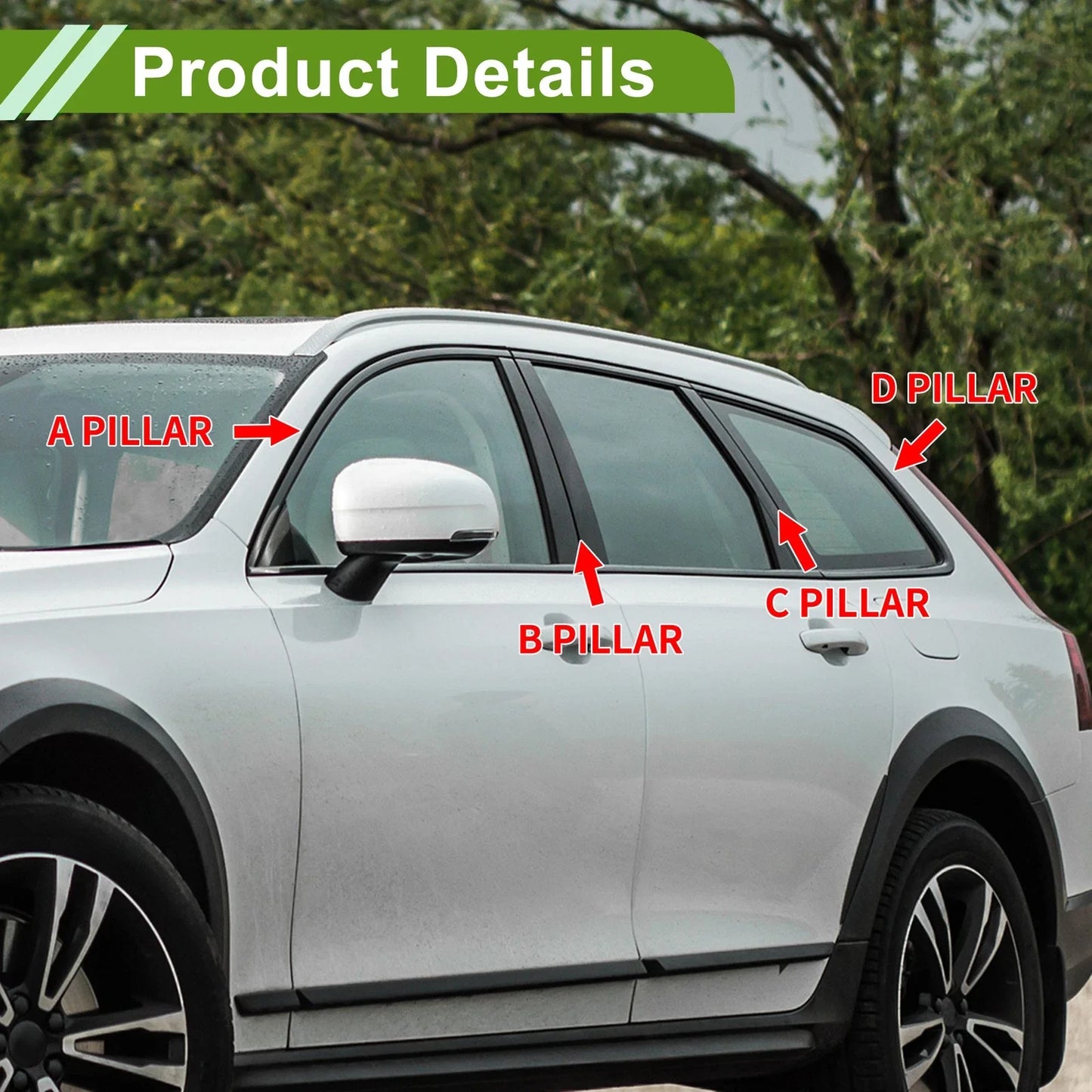 6 Pcs Silver Tone Pillar Window Trim for Chevy Malibu (2016-2021)