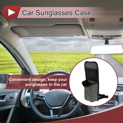 Sunglasses Holder for Universal Fit (PU Leather, Gray)