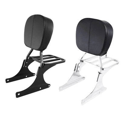 Chrome/Black Sissy Bar Backrest Luggage Rack for Harley Softail (1984-2005)